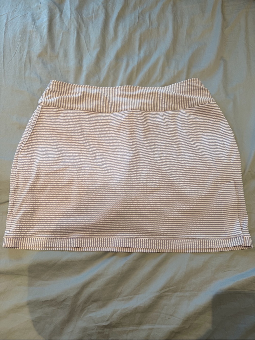 Fairway & Greene Purple and White Seersucker Knit Mini Skirt